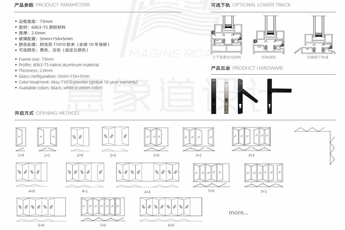 bi  fold doors/folding concertina doors/Non Broken Bridge Folding Door​​/Glass Door/Aluminum Glass Door/Aluminum Frame